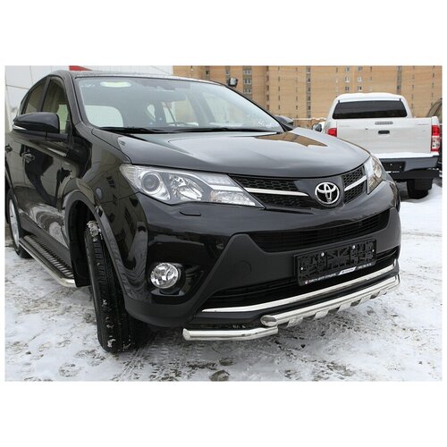 Rav4(12-) Защита переднего бампера с защ.карт.53мм.нерж.