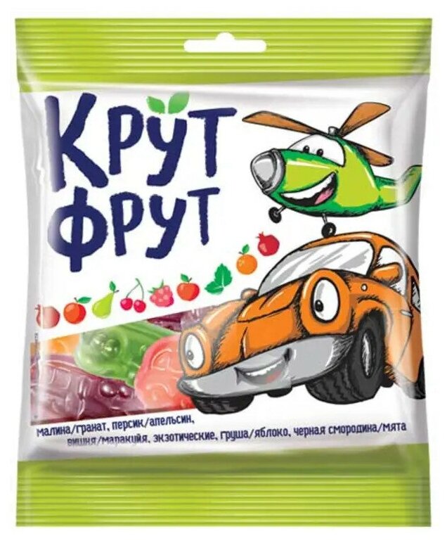 "КрутФрут", мармелад жевательный в форме машинок, 30 г