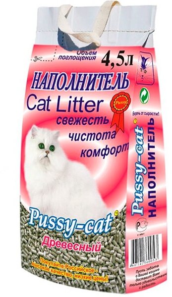 Наполнитель впитывающий Pussy-cat Древесный 4,5л, 3шт - фотография № 2