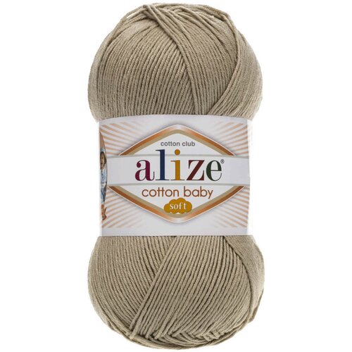 Пряжа для вязания ALIZE 'Cotton Baby Soft', 100г, 270м (50% Xлопок, 50% Aкрил) (256 бежевый), 5 мотков пряжа для вязания alize cotton baby soft 100гр 270м 50% xлопок 50% aкрил 55 белый 5 мотков