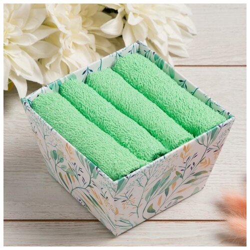 фото Набор махровых салфеток "поле" 30х30 см -4 шт, 100% хл, 340гр/м2 5538052 этель