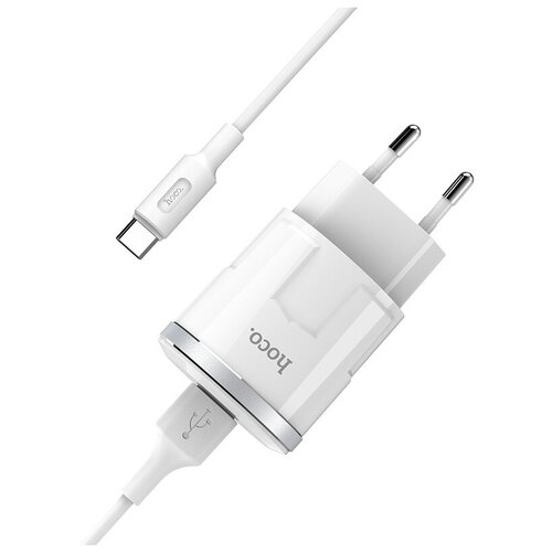 Сетевое зарядное устройство Hoco C37A + кабель USB Type-C, 10 Вт, белый