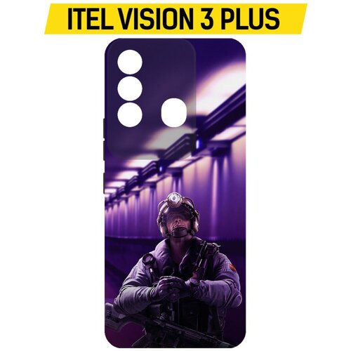 Чехол-накладка Krutoff Soft Case Cтандофф 2 (Standoff 2) - Неон для ITEL Vision 3 Plus черный чехол накладка krutoff soft case cтандофф 2 standoff 2 неон для iphone 6 plus 6s plus черный