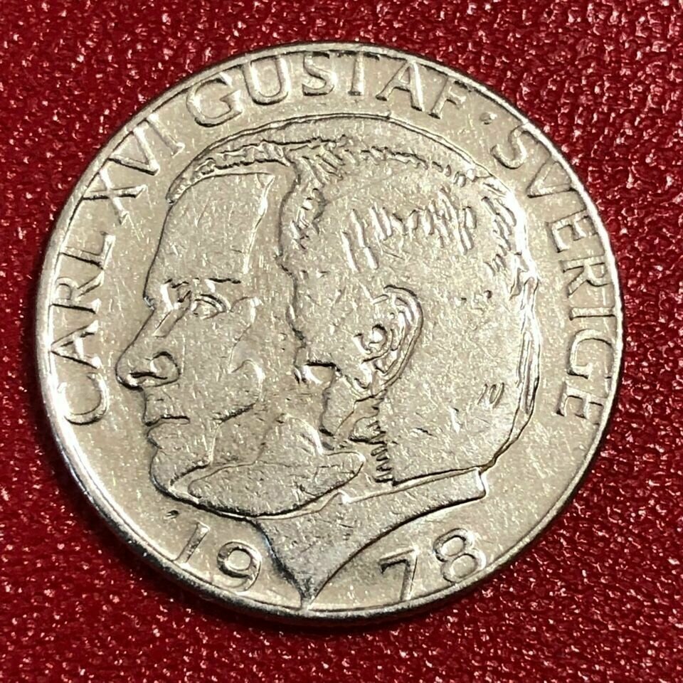 Монета Швеция 1 Крона 1978 год #4-5