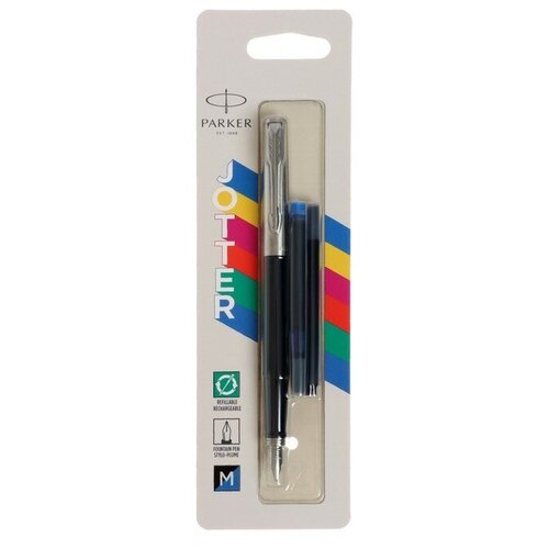 Ручка перьевая Parker JOTTER ORIGINALS BLACK, 1.0мм, + 2 стержня (син и черн) блист 2096430