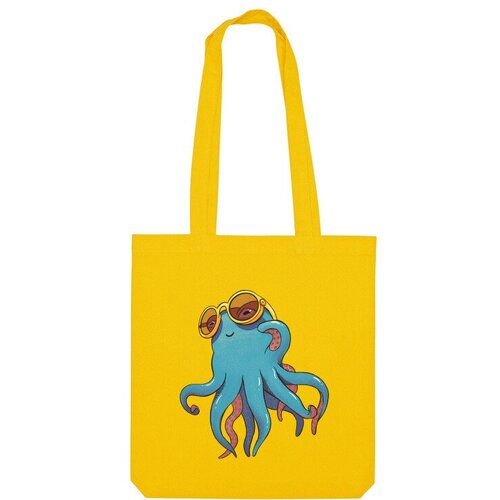Сумка шоппер Us Basic, желтый сумка летний осьминог в солнцезащитных очках зеленый