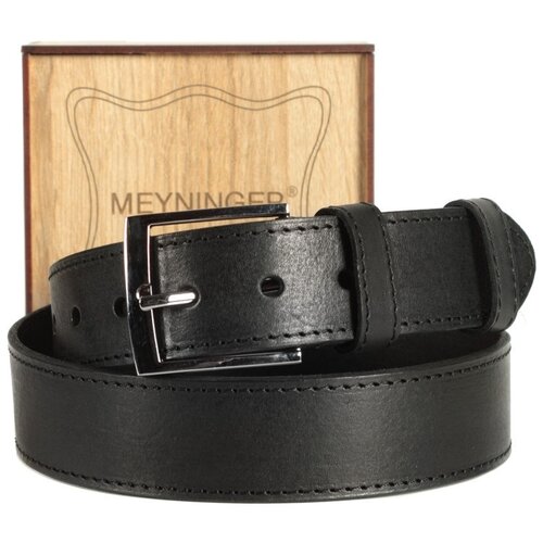 фото Ремень мужской натуральная кожа meyninger рн-3501/черный/130, модель ремень мужской, цельнокроеный