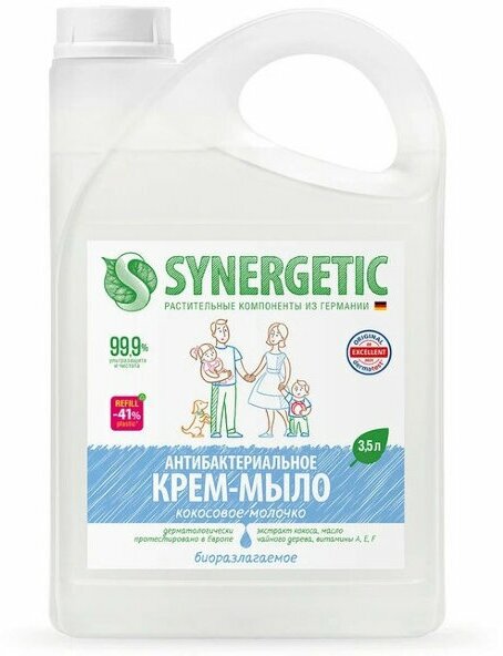 Жидкое мыло Synergetic Кокосовое молочко 3.5L 4607971453147