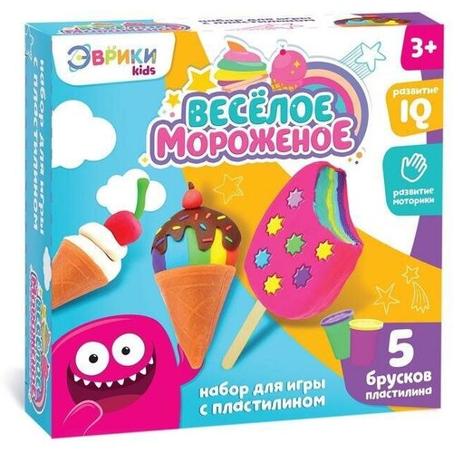 Игровой набор для лепки Весёлое мороженое, 5 брусков пластилина, аксессуары