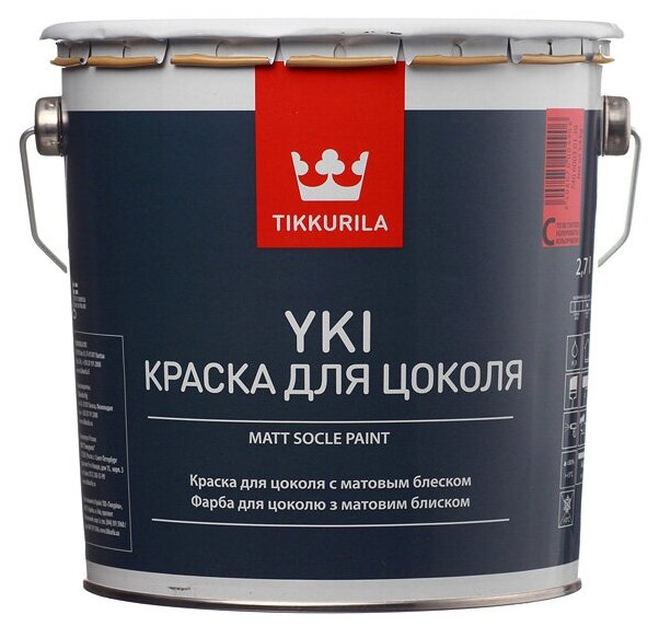 Tikkurila Yki щелочностойкая краска для цоколя (под колеровку, матовый, база C, 2,7 л)