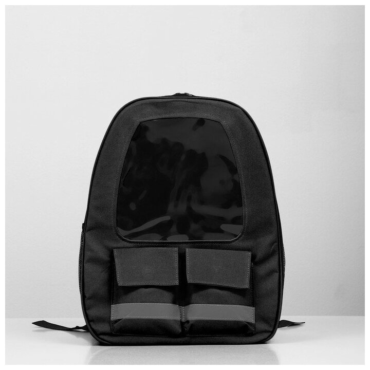 Рюкзак для переноски животных с окном для обзора, черный Пижон 9208850 . - фотография № 2