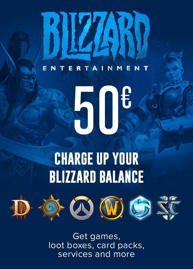 Карта поплнения Blizzard Gift Card 50 EUR для Battle net, электронный ключ