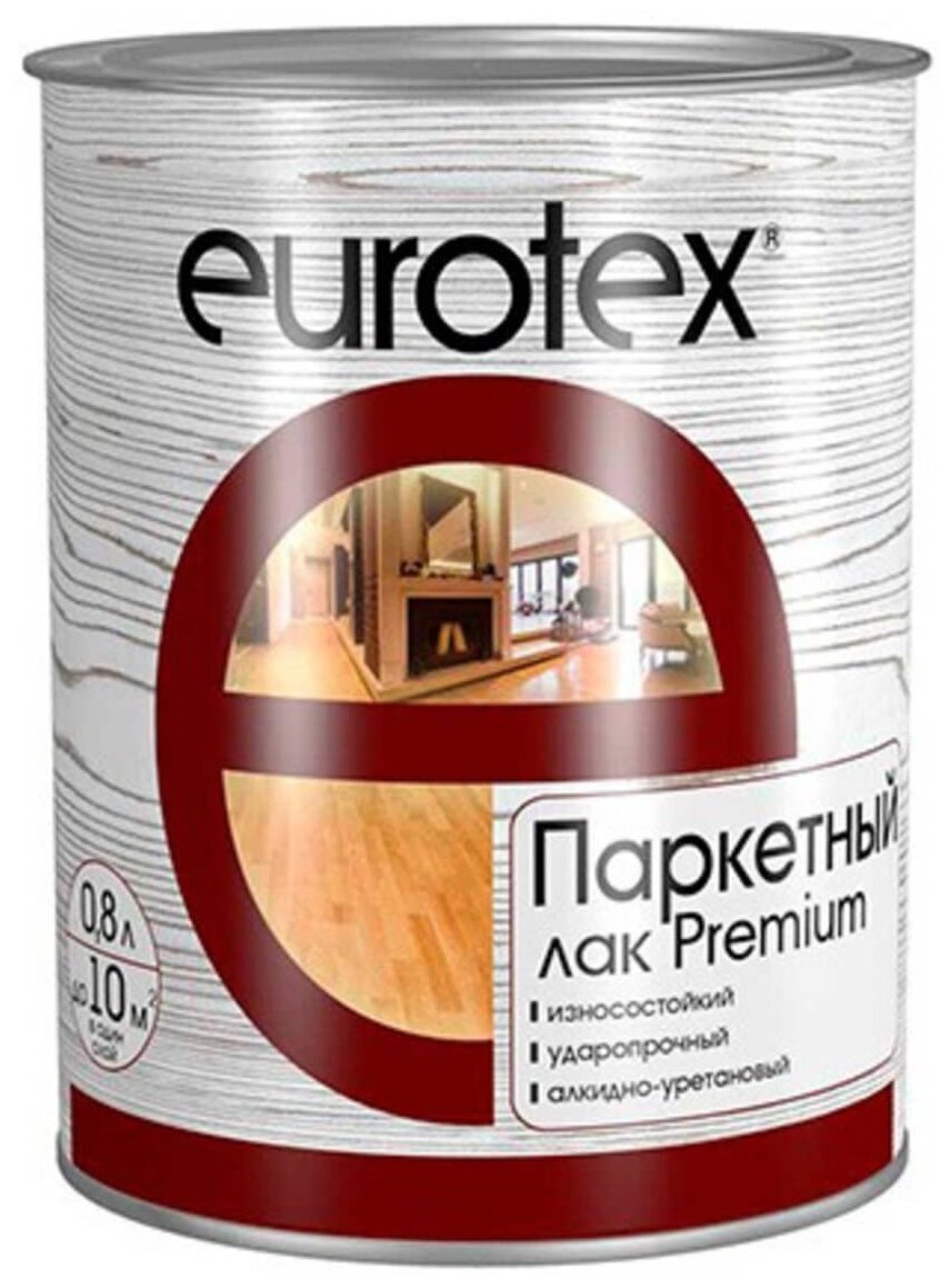 Лак паркетный, алкидно уретановый Eurotex Premium (0,8л) полуматовый