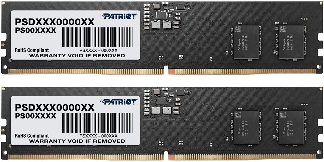 Оперативная память Patriot Signature DDR5 - 2x 16Gb, 5600 МГц, DIMM, CL46 (psd532g5600k) - фото №1