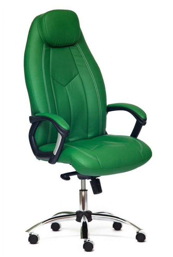 Кресло Tetchair BOSS Lux, кож/зам, зеленый/зеленый перфорированный, 36-001/36-001/06