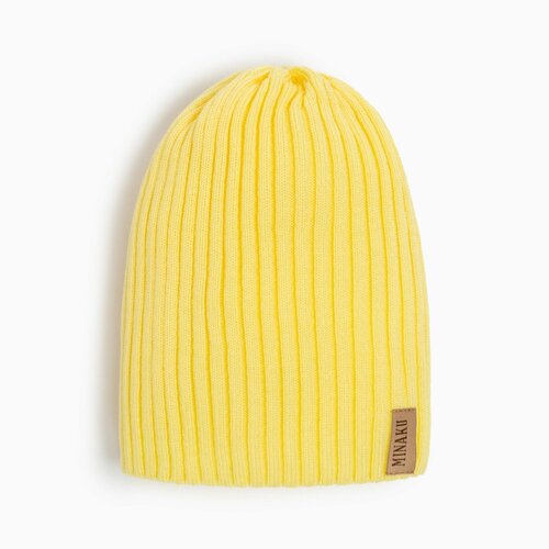 Шапка бини Minaku, размер 56-58, желтый шапка бини minaku размер 56 58 желтый