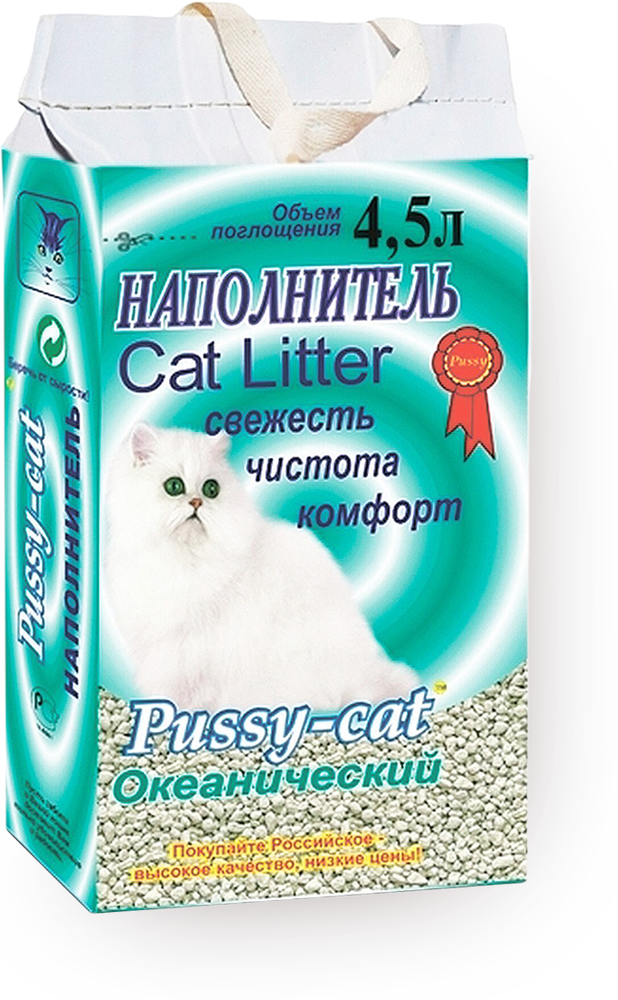 Наполнитель для кошачьего туалета Pussy-Cat впитывающий океанический