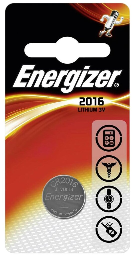 Батарейка Energizer CR2016, в упаковке: 1 шт.