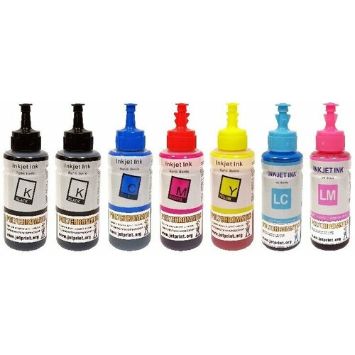 Чернила Polychromatic (JetPrint) (водные) для Epson 7 цв. по 100 мл (2Bk, C, M, Y, LC, LM) icc50 ic50 icbk50 continuous ink supply system ciss for epson ep 301 ep 302 ep 702a ep 801a ep 802a ep 901a ep 902a ep 901f