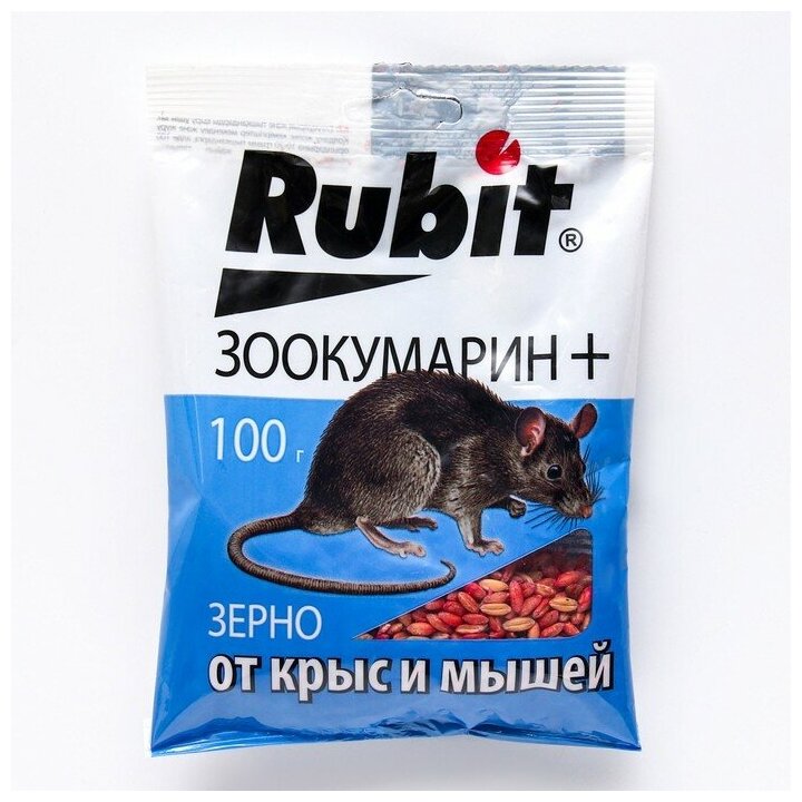 Зерновая приманка "Rubit" Зоокумарин+, от крыс и мышей, 100 г 9317486