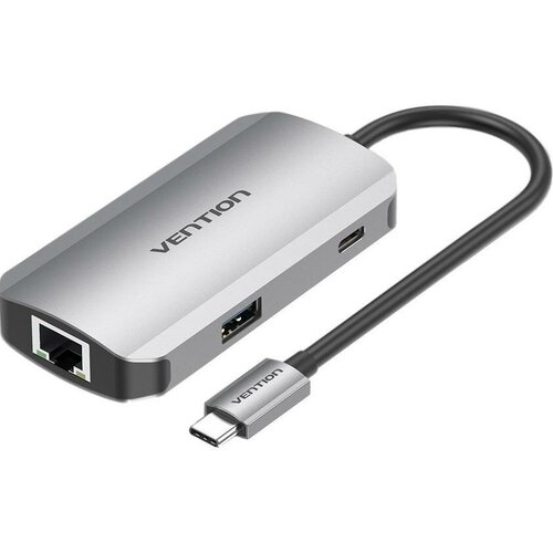 Концентратор USB Type-C Vention TNFHB 3 х USB 3.0 RJ-45 USB Type-C серый