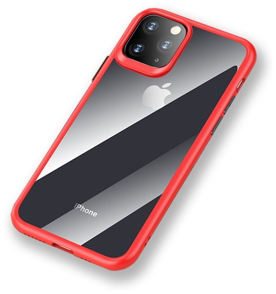 Чехол накладка Rock Guard Pro Protection Case для Apple iPhone 11 Pro Max, прозрачный красный