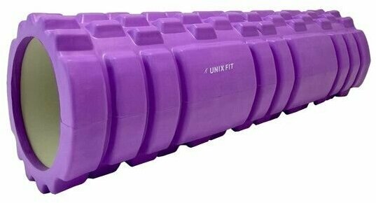 Ролик массажный для йоги и фитнеса UNIX Fit 45 см. диаметр 13,5 см. фиолетовый / Bалик для фитнеса / Массажный валик UNIXFIT / Средняя жесткость