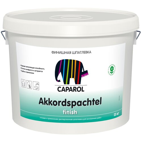 Caparol Шпатлевка для внутренних работ Caparol Akkordspachtel Finish / Капарол Аккордшпатель Финиш (25 кг) шпатлевка фасадная основит белсилк т 32 финишная 20кг белая