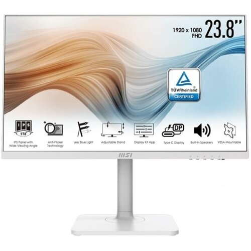 MSI Modern MD241PW 238 169 FHD1920x1080 IPS Flat5msGTG10001100K1250nit178178 HDMI 14 USB-C Tilt Swivel Height Pivot VESA75Hz White1y 1548300₽