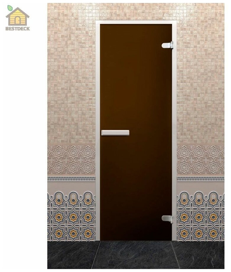 Дверь для бани "Хамам Лайт бронза". 2000х800 мм. Правая (петли справа)