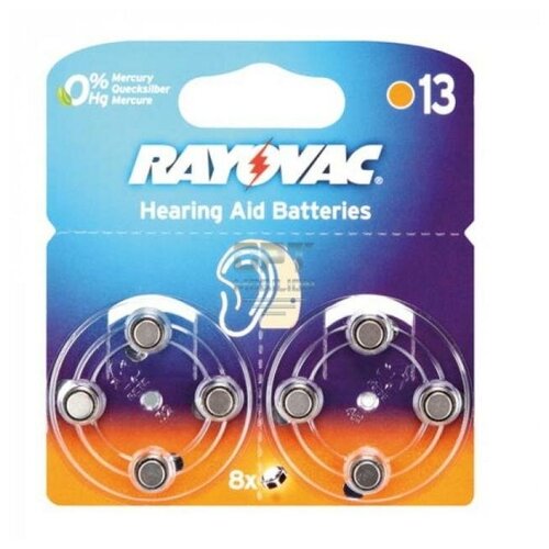 Батарейки Rayovac Zinc Air 13 Lasts longer BL8