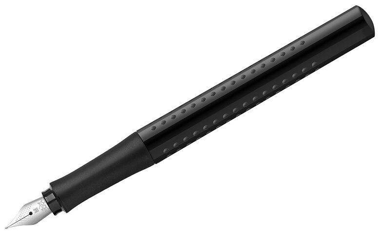 Ручка перьевая Faber-Castell "Grip 2010" синяя, М 0,75 мм, трехгранная, черный корпус 140816