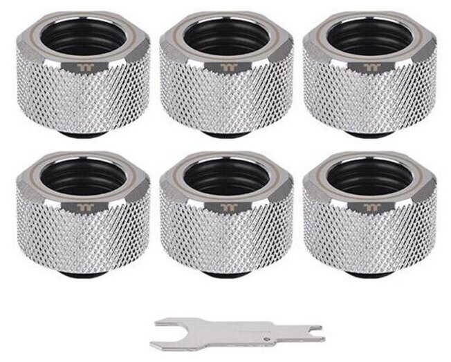 Thermaltake Фиттинг Fitting Kit Tt Pacific C-Pro G1/4 PETG 16mm OD 6 Pack / Chrome (CL-W213-CU00SL-B)