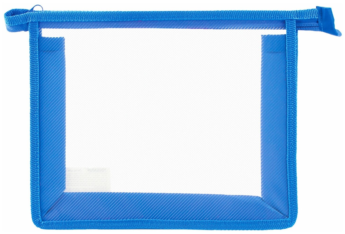 Папка для тетрадей 1 отделение, А5 Пифагор, пластик, молния сверху, прозрачная синяя (228221) - фотография № 1