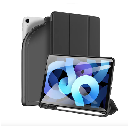Чехол-книжка со слотом для стилуса для iPad Air 4 Dux Ducis Osom, чёрный чехол dux ducis osom series для ipad 10 2 с кармашком для стилуса розовый песок