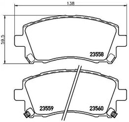 Дисковые тормозные колодки передние NISSHINBO NP7000 для Mitsubishi, Subaru (4 шт.)