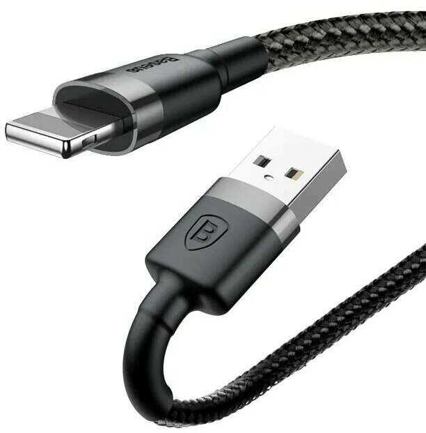 Кабель Baseus Cafule USB - Lightning, 1 м, 1 шт., черный/серый - фотография № 16