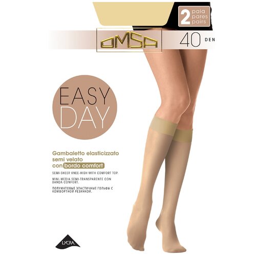 фото Капроновые гольфы omsa gambaletto easy day 40 den, 2 пары, размер 1/2 (s/m), daino