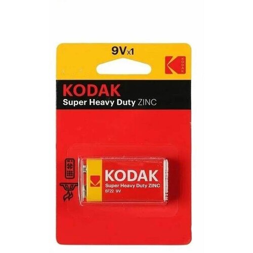 Батарейка Kodak 6F22 9V, крона, 1шт батарейка gopower 6f22 крона 9v