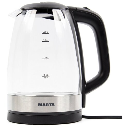 Чайник MARTA MT-1098, черный жемчуг чайник стеклянный mt 1098 бордовый гранат