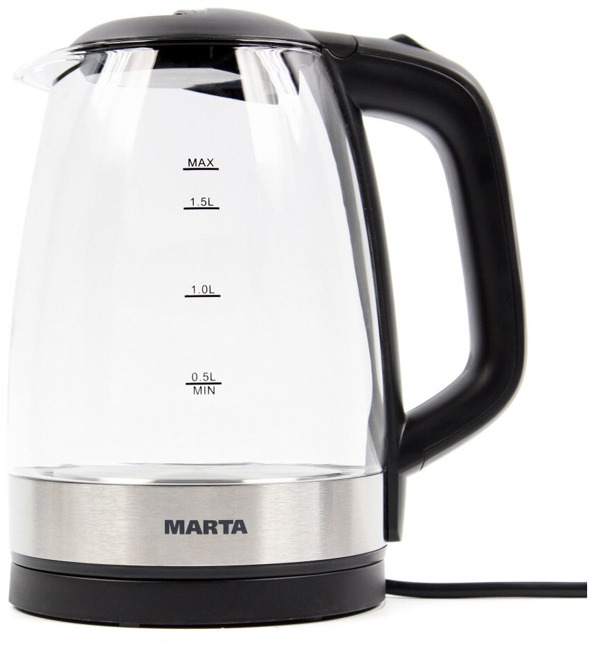 Marta MT-1098 черный жемчуг чайник стеклянный .