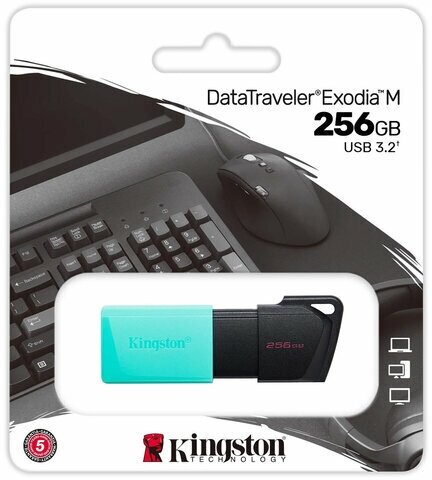 Флеш-диск 256GB KINGSTON DataTraveler Exodia M, разъем USB 3.2, черный/зеленый, DTXM/256GB