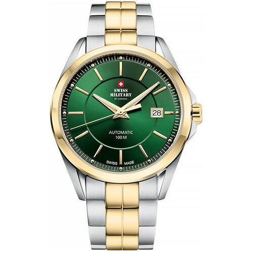 Наручные часы SWISS MILITARY BY CHRONO Мужские швейцарские наручные часы Swiss Military by Chrono SMA34085.39 с гарантией, золотой, зеленый