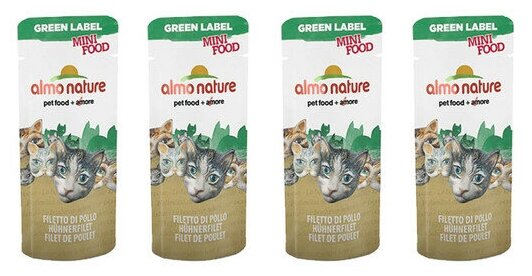 Almo Nature Лакомство для кошек "Куриное филе", 99% мяса (Green Label Mini Food Chicken Fillet) 0,003 кг х 4 шт.