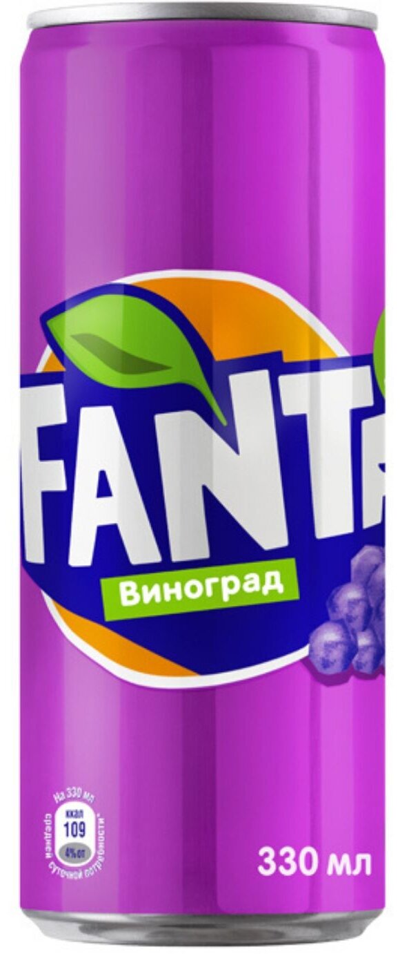 Газированный напиток Fanta виноград 0.33 л ж/б упаковка 12 штук оригинал (Беларусь) - фотография № 4