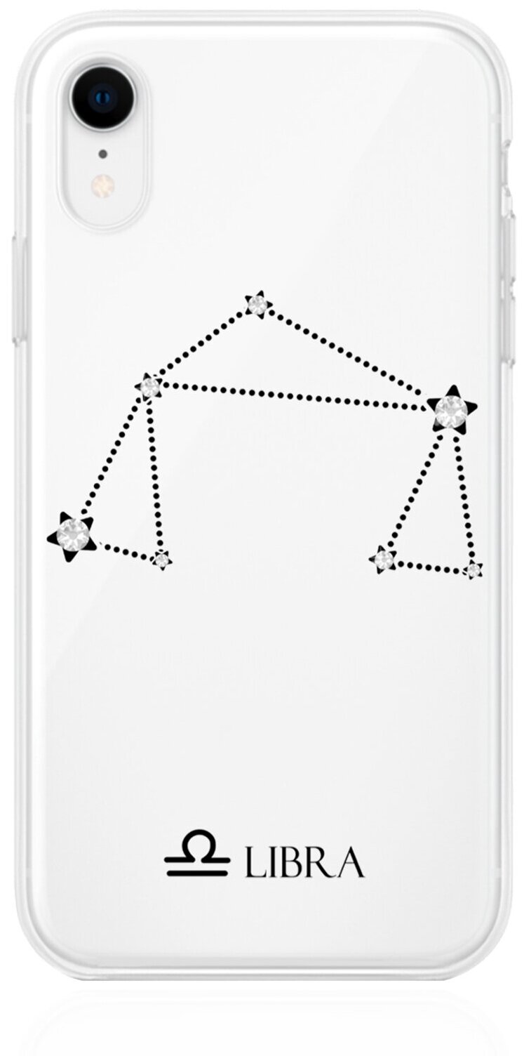 Прозрачный силиконовый чехол с кристаллами Lux для iPhone XR Знак зодиака Весы Libra для Айфон 10R