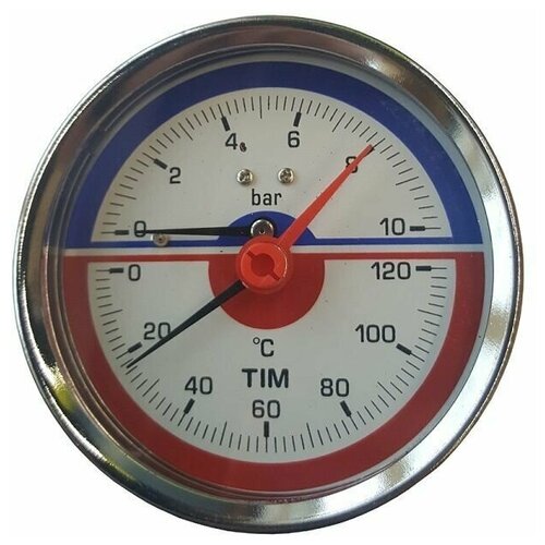 Термоманометр 1/2 - 10 бар, радиальный D80 TIM арт. Y-80-10