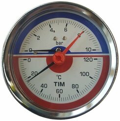 Термоманометр 1/2" - 10 бар, радиальный D80 TIM арт. Y-80-10