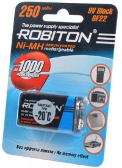 Аккумулятор Robiton 9V 250 mAh (уп 1 шт)