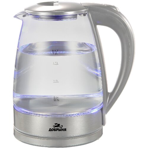 Чайник электрический Добрыня DO-1253G стекло 18 л 1800 Вт серый 9446424 175100₽